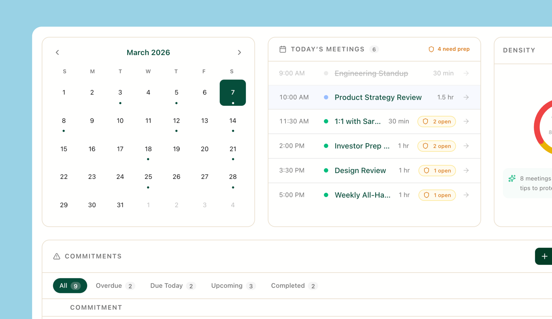 Screenshot: Manage your schedule